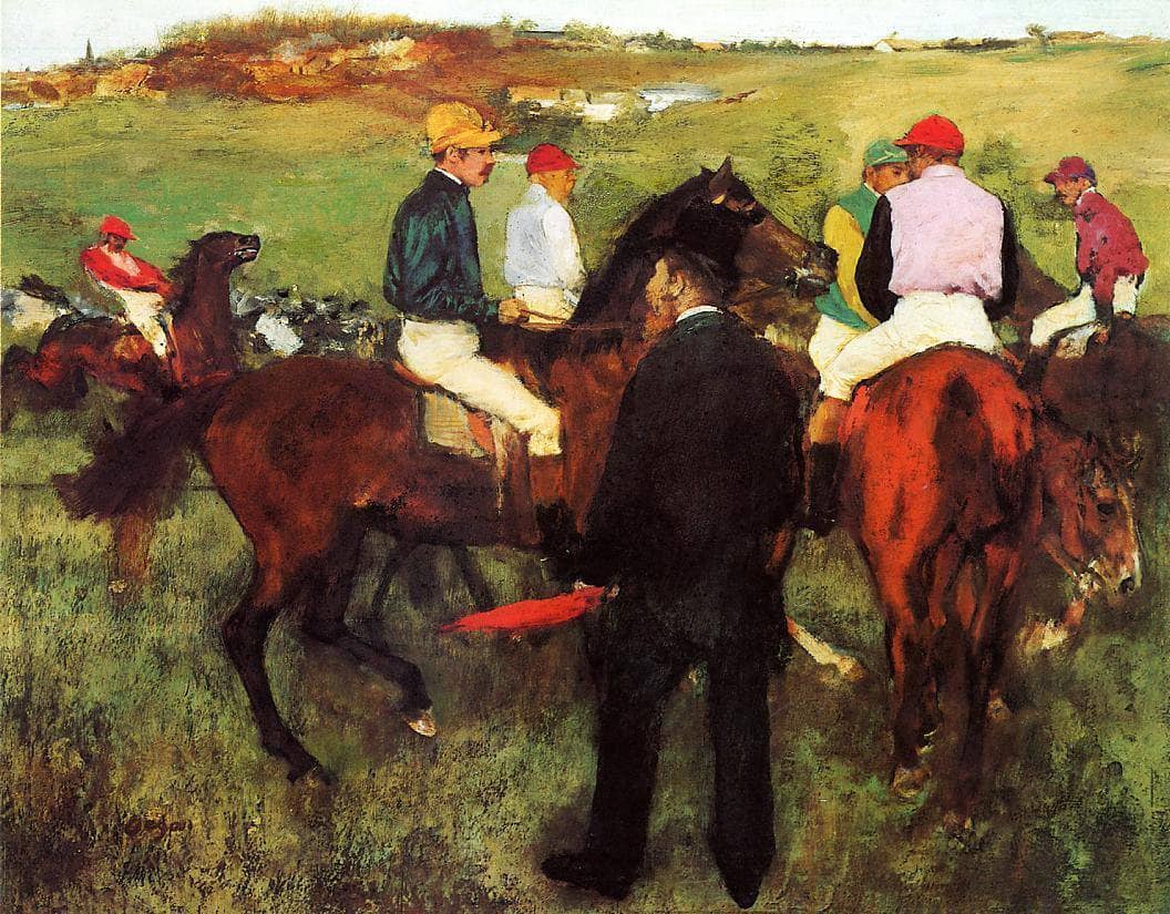 Racehorses at Longchamp by Edgar Degas — hand-painted animal oil painting reproduction on canvas