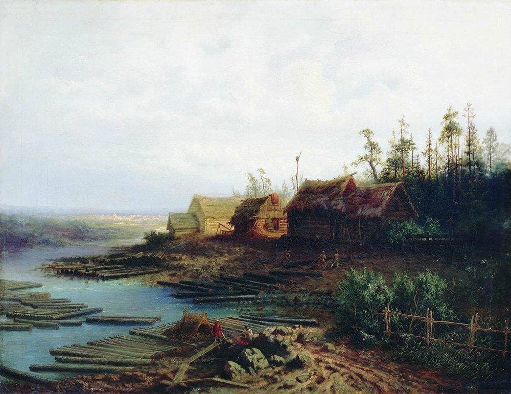 Rafts by Aleksey Savrasov — hand-painted botanical oil painting reproduction on canvas