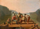 Raftsmen Playing Cards by George Caleb Bingham — hand-painted landscape oil painting reproduction on canvas