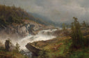 Raging River by Hermann Ottomar Herzog — river oil painting wall art, Romanticism