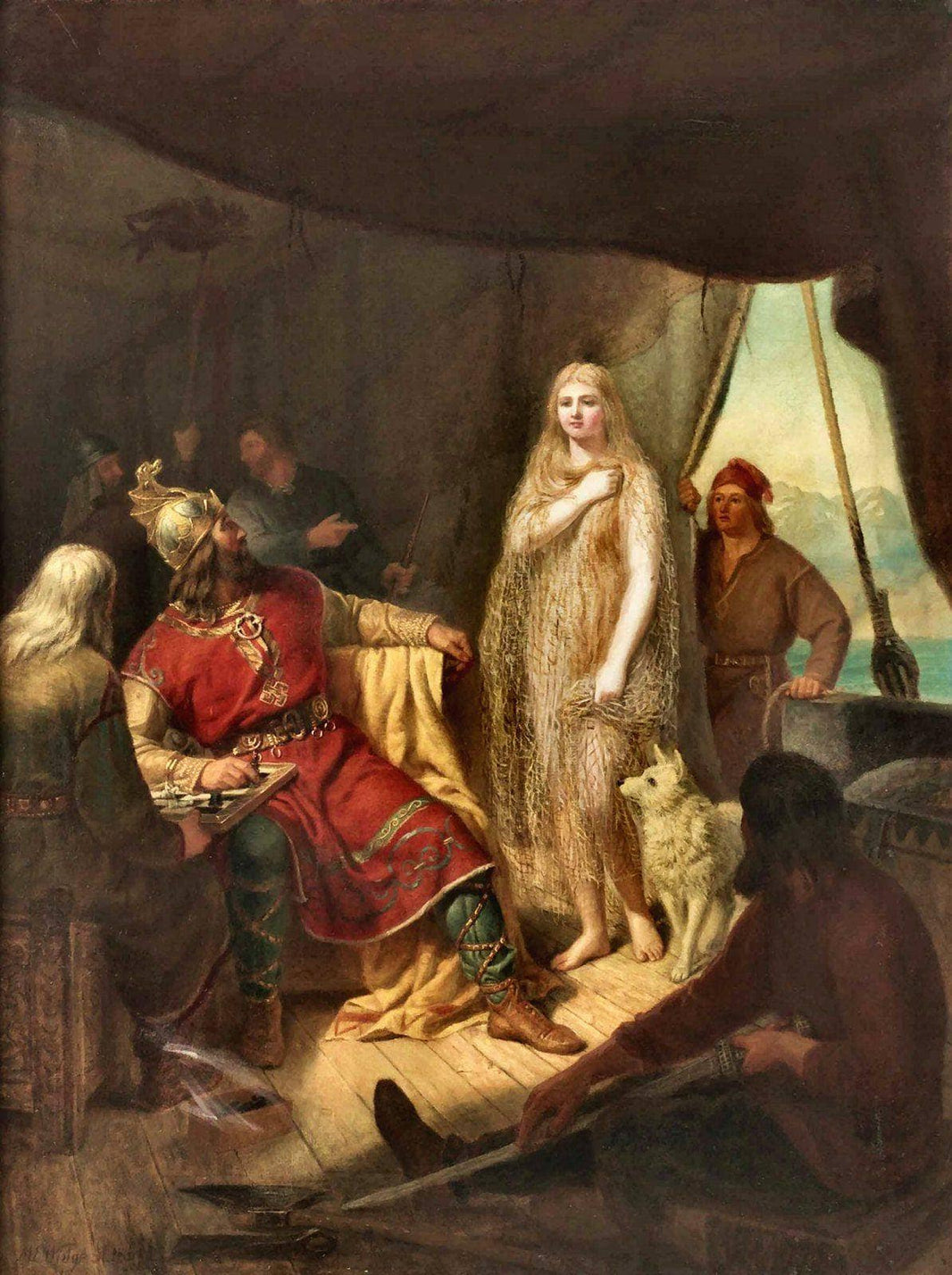 Ragnar Lodbrog meets Kraka by Mårten Eskil Winge — hand-painted portrait oil painting reproduction on canvas