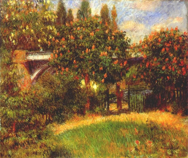 Railway Bridge at Chatou by Pierre-Auguste Renoir — hand-painted botanical oil painting reproduction on canvas
