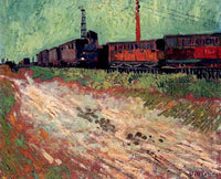 Railway Carriages by Vincent van Gogh — hand-painted landscape oil painting reproduction on canvas