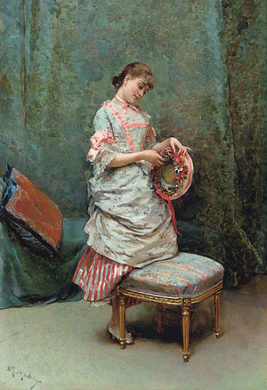 Aline Holding A Hat - Raimundo de Madrazo