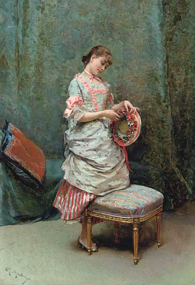 Aline Holding A Hat by Raimundo de Madrazo — oil painting reproduction