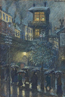 Rain by Hans Baluschek — city oil painting wall art, Impressionism