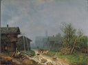 Rain Shower in Garmisch by Heinrich Bürkel — urban oil painting wall art, Romanticism