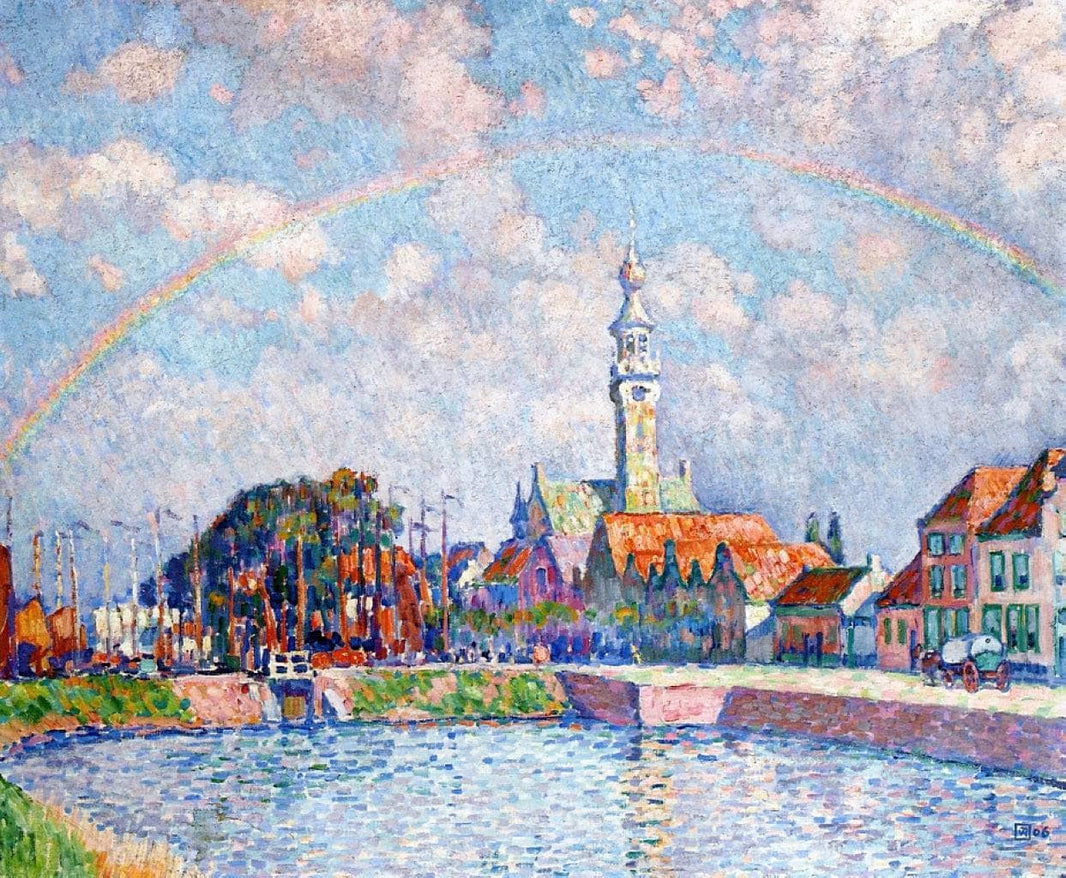 Rainbow over Veere by Theo van Rysselberghe — hand-painted impressionism oil painting reproduction on canvas
