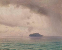 Rainy Day in Sevan by Gevorg Bashindzhagian — hand-painted landscape oil painting reproduction on canvas