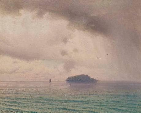 Rainy Day in Sevan by Gevorg Bashindzhagian — hand-painted landscape oil painting reproduction on canvas
