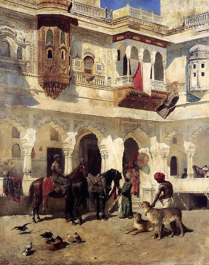 Rajah Starting On A Hunt by Edwin Lord Weeks — hand-painted animal oil painting reproduction on canvas