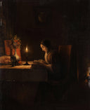 Reading by Candlelight by Petrus van Schendel — hand-painted still oil painting reproduction on canvas