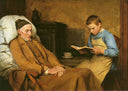 Reading Devotions to Grandfather by Albrecht Anker — hand-painted portrait oil painting reproduction on canvas