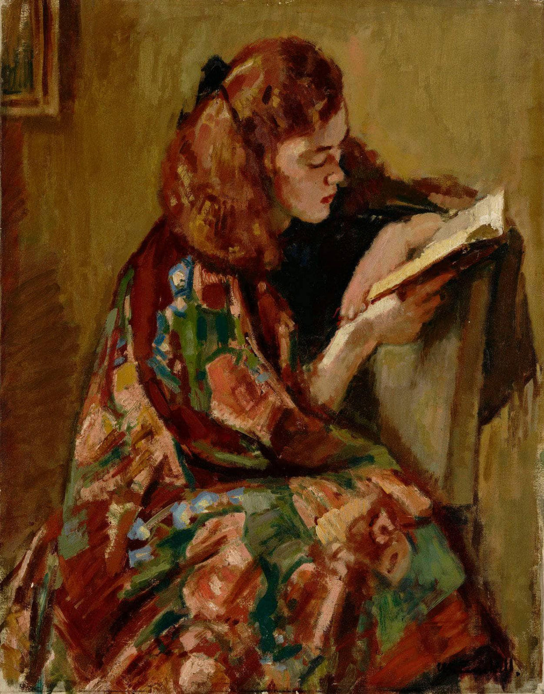 Reading girl by Magnus Enckell — hand-painted portrait oil painting reproduction on canvas