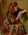 Reading girl in entryway