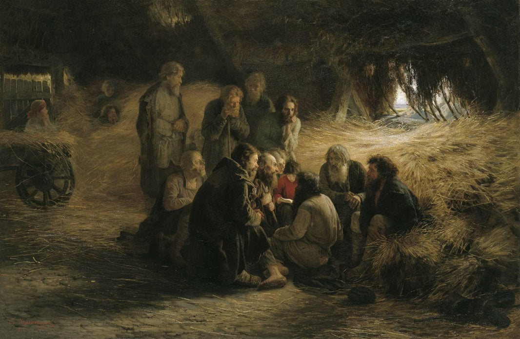 Reading of the 1861 Manifesto by Grigoriy Myasoyedov — hand-painted landscape oil painting reproduction on canvas