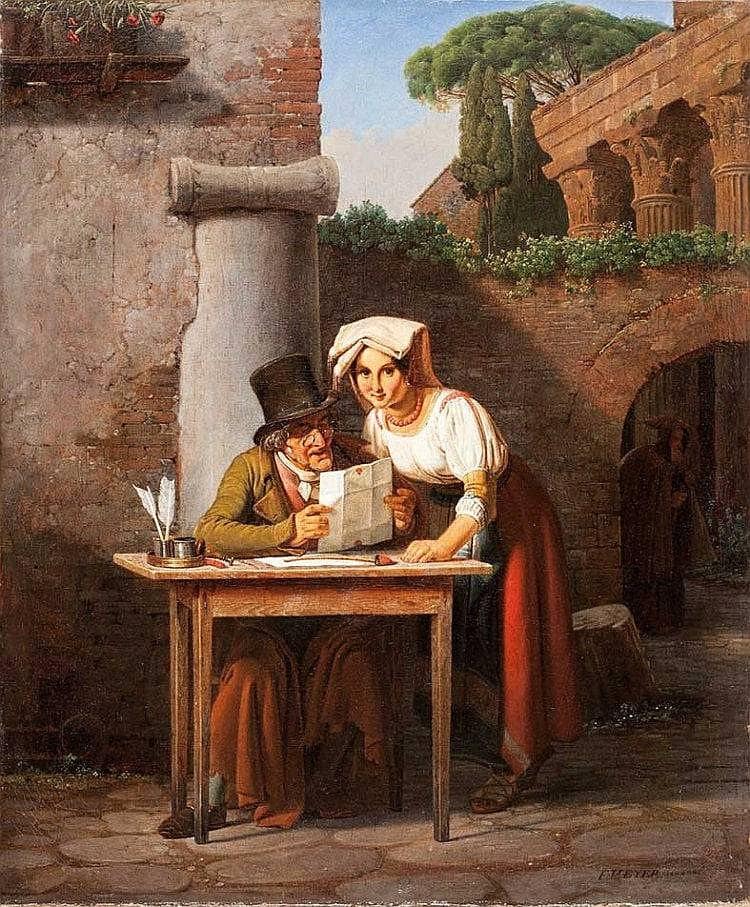 Reading the letter by Ernst Meyer — hand-painted cultural oil painting reproduction on canvas
