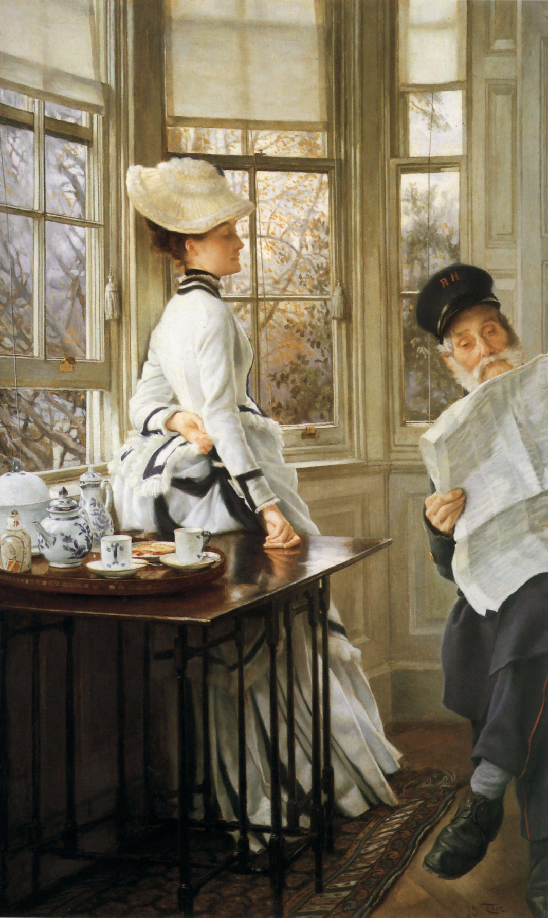 Reading the News by James Tissot — hand-painted portrait oil painting reproduction on canvas