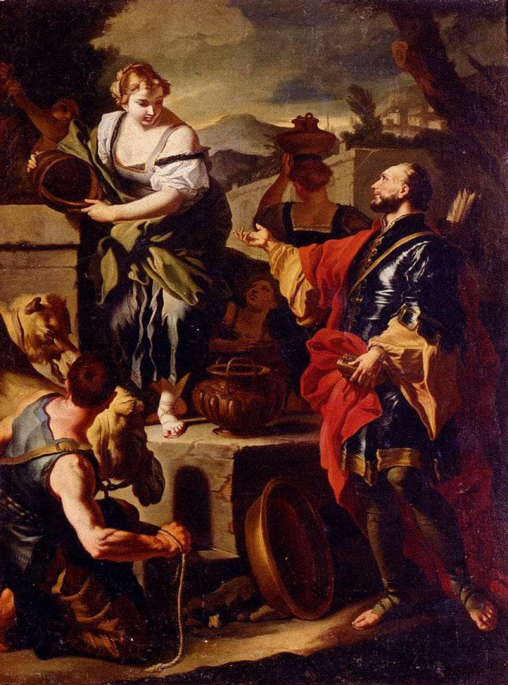 Rebecca and Eliezer at the Well by Francesco Solimena — hand-painted cultural oil painting reproduction on canvas