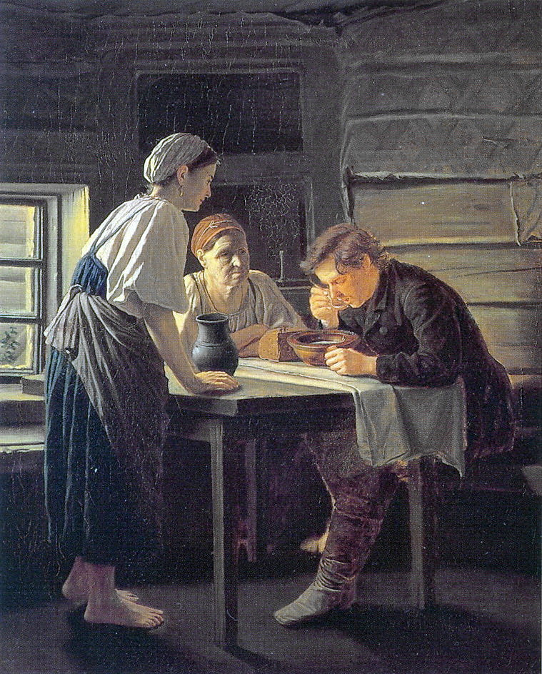 Receiving Wanderer by Vasily Perov — hand-painted portrait oil painting reproduction on canvas