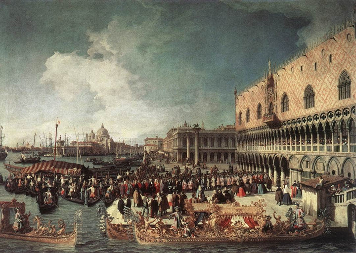 Reception of the Ambassador in the Doge's Palace by Canaletto — hand-painted landscape oil painting reproduction on canvas