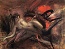 Reclining Nude by Giovanni Boldini — surrealism oil painting wall art, Impressionism