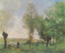 Recollections of Coubron by Camille Corot — hand-painted botanical oil painting reproduction on canvas