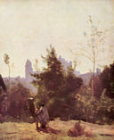 Recollections of Pierrefonds by Camille Corot — hand-painted architectural oil painting reproduction on canvas