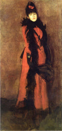 Red and Black: The Fan by James McNeill Whistler, male oil painting wall art, Impressionism