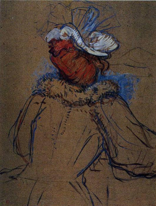 Red Haired Woman Seen from Behind by Henri de Toulouse-Lautrec — hand-painted portrait oil painting reproduction on canvas