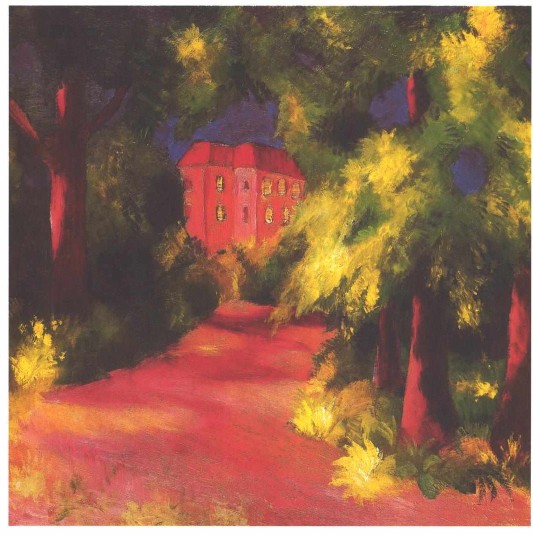 Red house in park by August Macke — hand-painted architectural oil painting reproduction on canvas