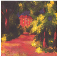 Red house in park by August Macke — hand-painted architectural oil painting reproduction on canvas