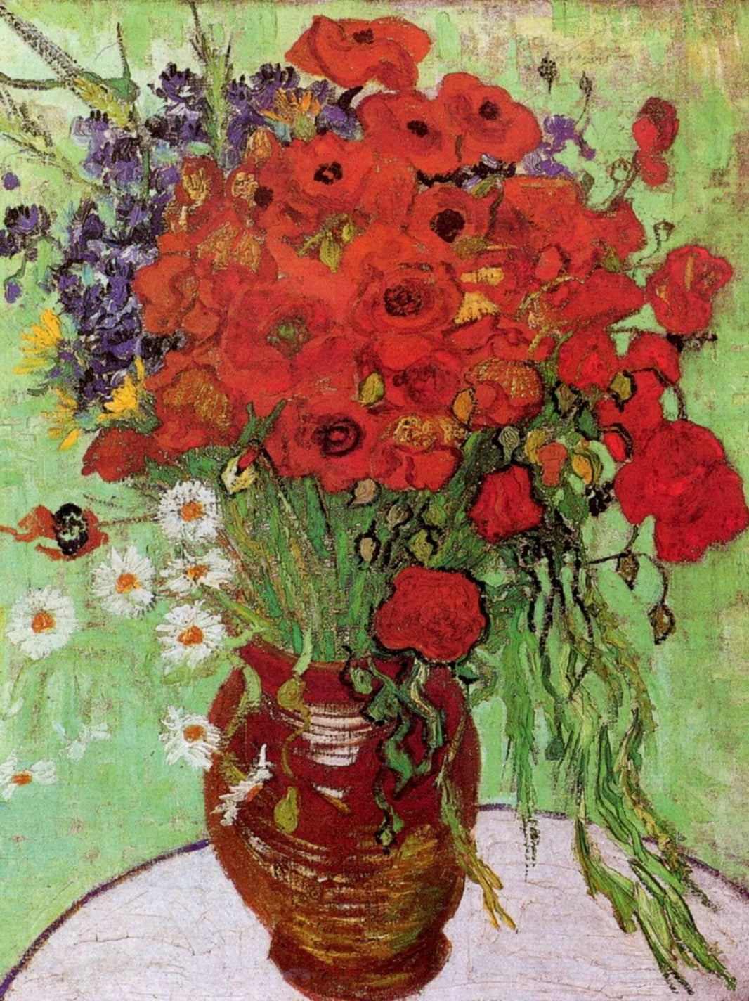 Red Poppies and Daisies by Vincent van Gogh — hand-painted botanical oil painting reproduction on canvas