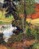 Red roof by the water by Paul Gauguin — hand-painted botanical oil painting reproduction on canvas