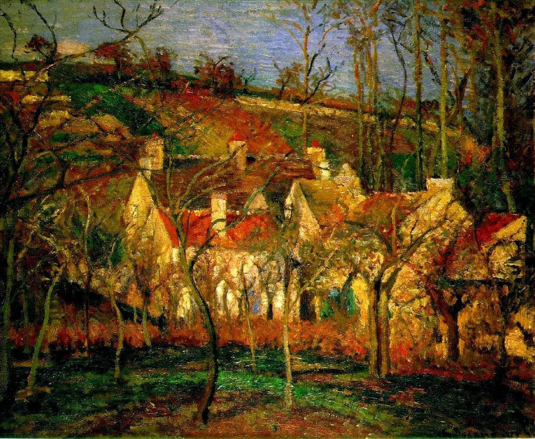 Red Roofs, Corner of a Village, Winter by Camille Pissarro — hand-painted botanical oil painting reproduction on canvas