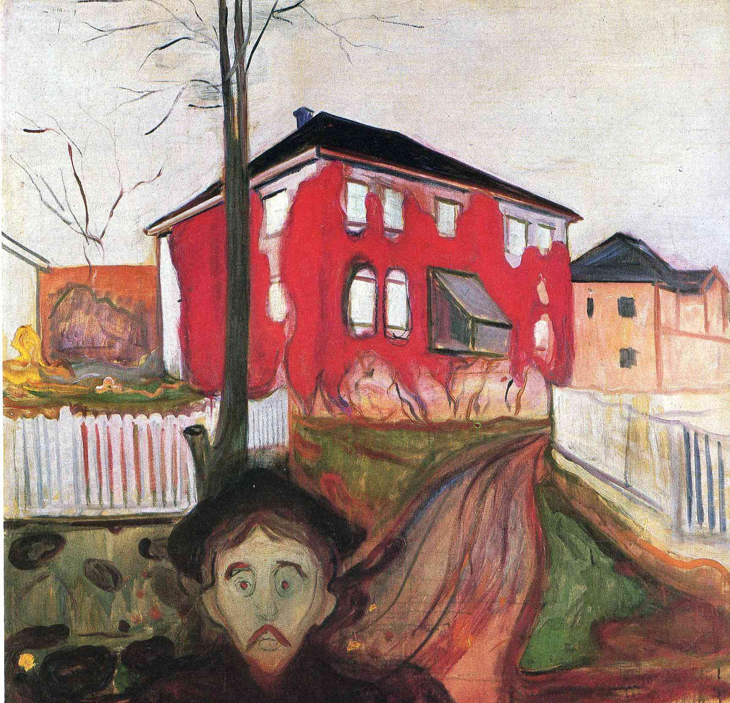 Red Virginia Creeper by Edvard Munch — hand-painted architectural oil painting reproduction on canvas