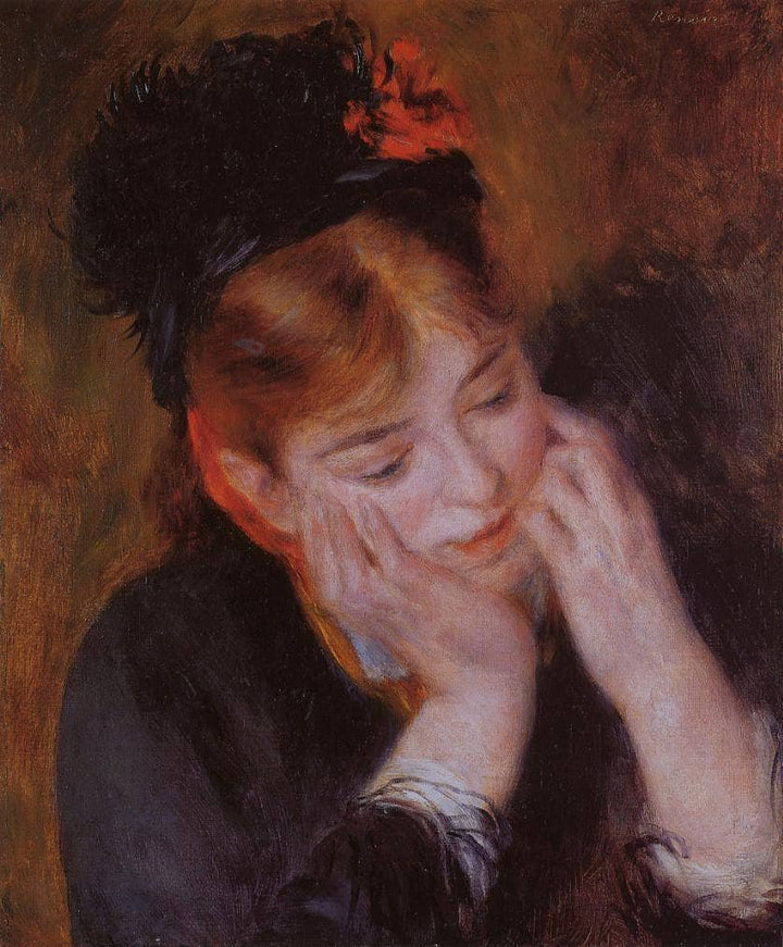 Reflection by Pierre-Auguste Renoir — hand-painted portrait oil painting reproduction on canvas