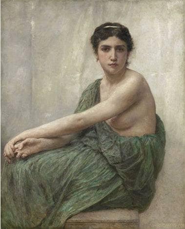 Reflection by William-Adolphe Bouguereau — hand-painted portrait oil painting reproduction on canvas