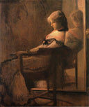 Reflections (Arrangement in Pink and Blue) by Joseph DeCamp — hand-painted portrait oil painting reproduction on canvas