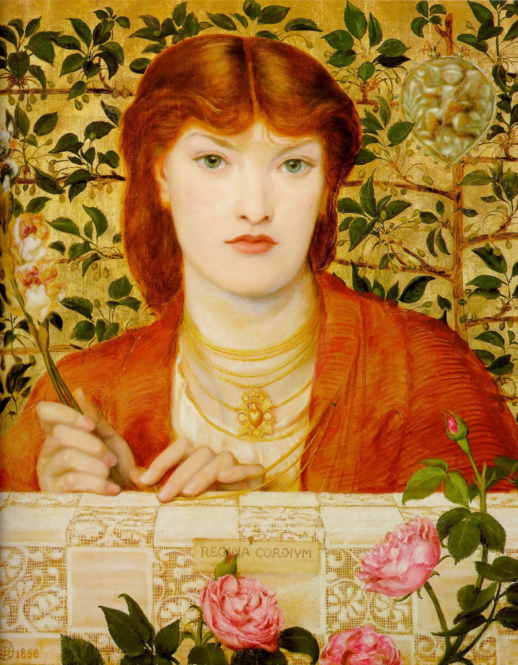 Regina Cordium: Alice Wilding by Dante Gabriel Rossetti — hand-painted botanical oil painting reproduction on canvas