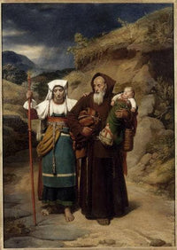 Religious rescuing a wounded pilgrim by Jean Victor Schnetz — hand-painted cultural oil painting reproduction on canvas