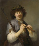Rembrandt as Shepherd with Staff and Flute by Govert Flinck — male oil painting wall art, Baroque