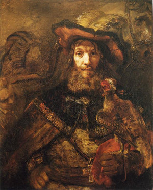 Man with a Falcon (possibly St. Bavo) - Rembrandt