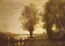 Rest in the Water Meadows by Camille Corot — rural oil painting wall art, Realism