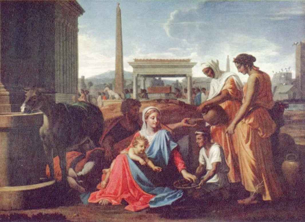 Rest on the escape to Egypt by Nicolas Poussin — hand-painted cultural oil painting reproduction on canvas