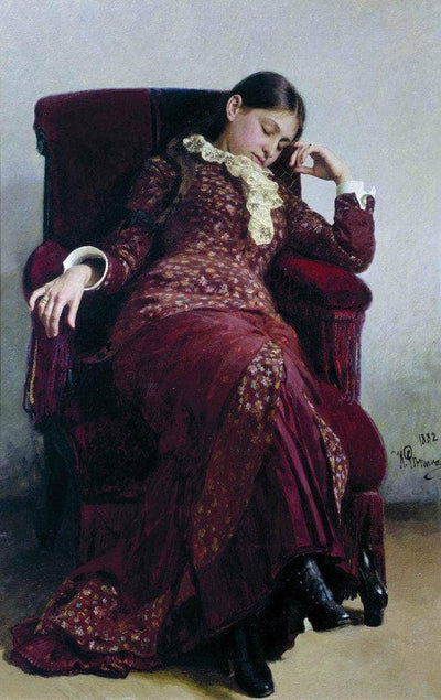 Rest. Portrait of Vera Repina, the Artist' s Wife. in apartment