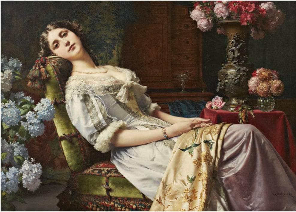 Resting beauty by Wladyslaw Czachorski — hand-painted portrait oil painting reproduction on canvas