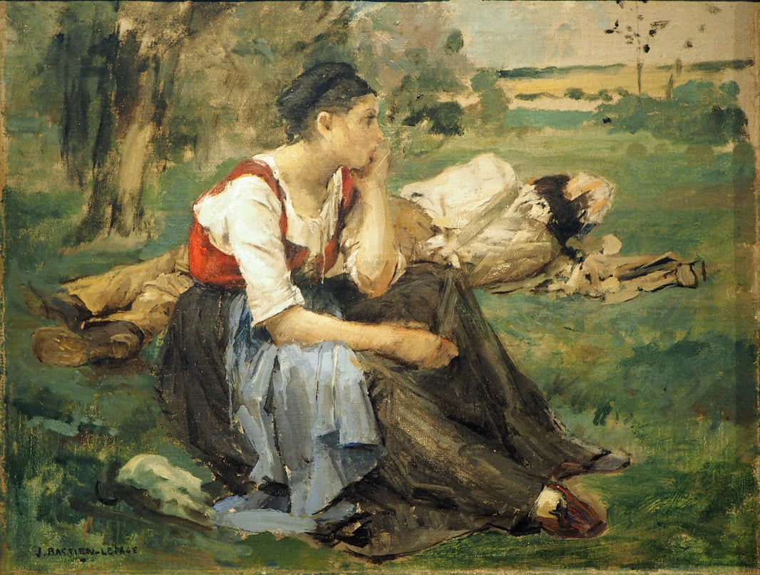 Resting country people by Jules Bastien-Lepage, hand-painted portrait oil painting reproduction on canvas