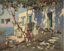 Resting in the Shadow. Capri by Konstantin Gorbatov — urban oil painting wall art, Post Impressionism