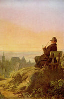 Resting on the Vine by Carl Spitzweg — hand-painted landscape oil painting reproduction on canvas
